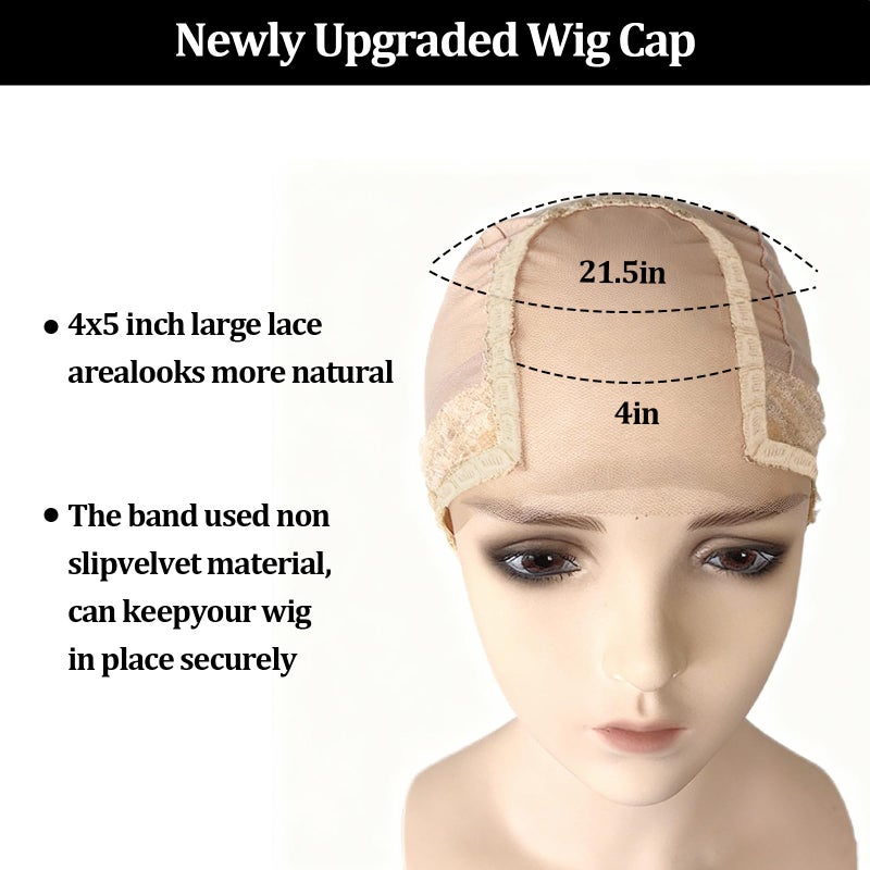 Bolsdoic Lace Wig Cap for Women,Non-Slip Wig Cap with Velvet Grip Band, 4x5 Transparent Lace Front Glueless Wig Gripper for Keeping Wigs，Adjustable Elastic Headband（Nude） - Image 3